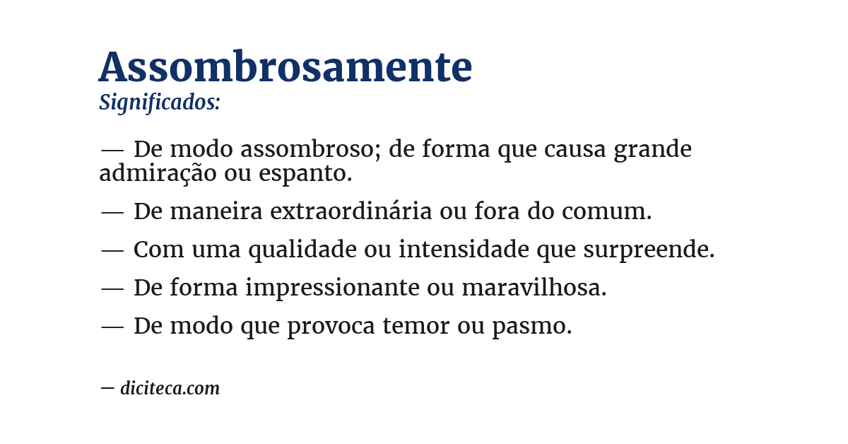 Significado de assombrosamente