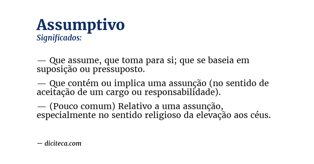 Significado de assumptivo