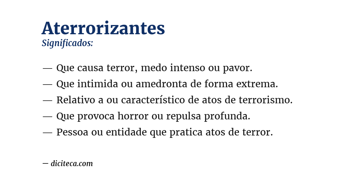 Significado de aterrorizantes