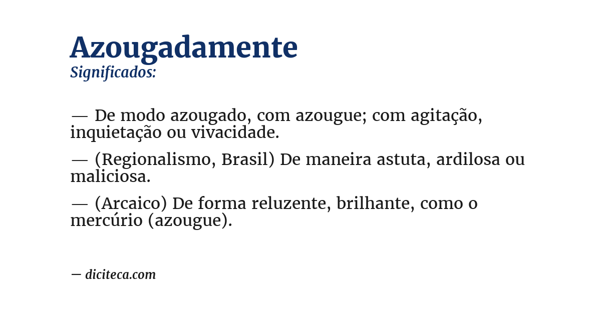 Significado de azougadamente