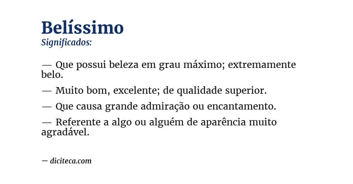 Significado de belíssimo