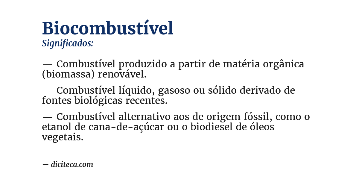 Significado de biocombustível