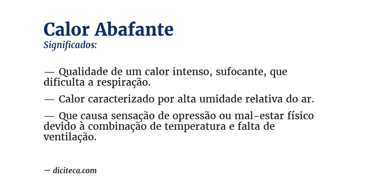 Significado de calor abafante