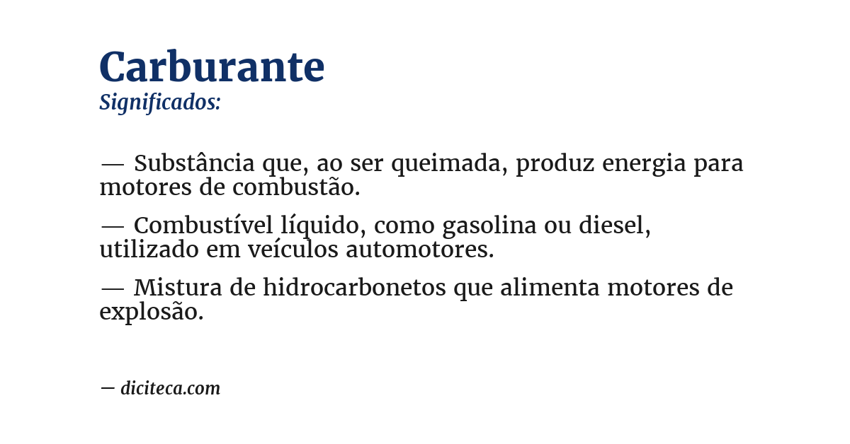 Significado de carburante