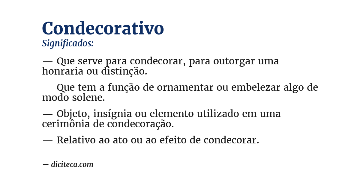 Significado de condecorativo