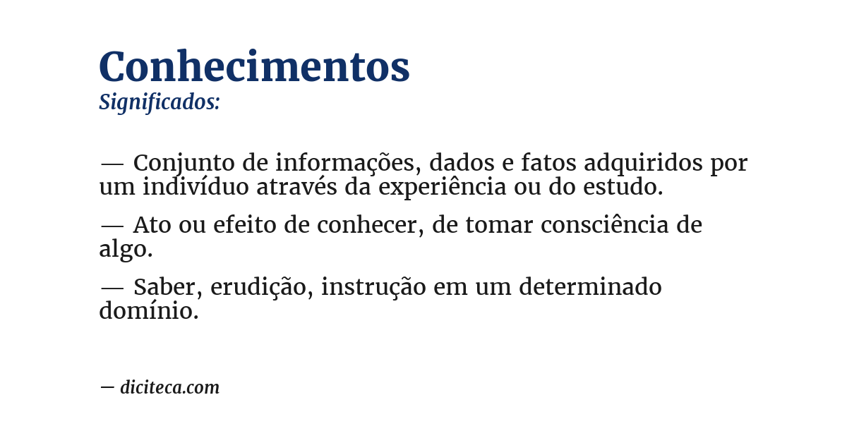 Significado de conhecimentos