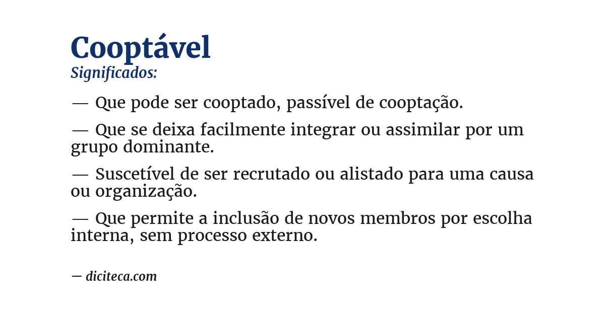 Significado de cooptável