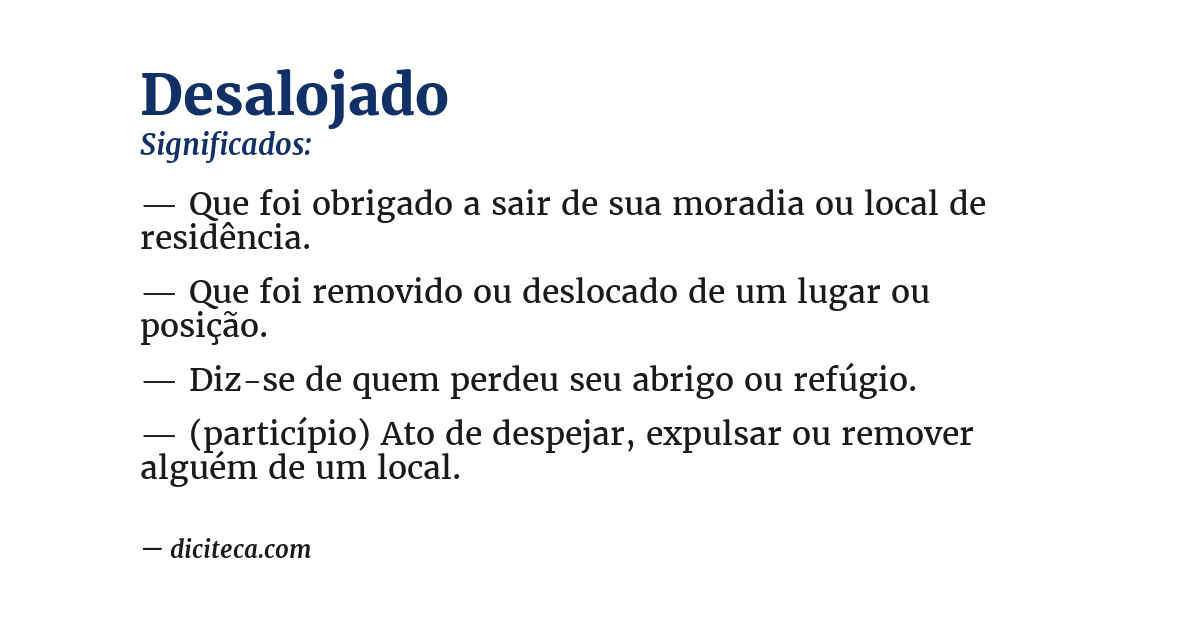 Significado de desalojado