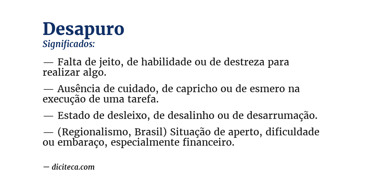 Significado de desapuro