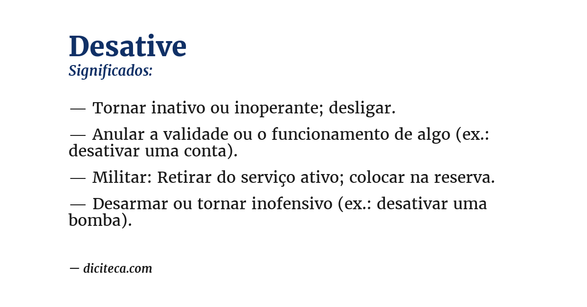 Significado de desative