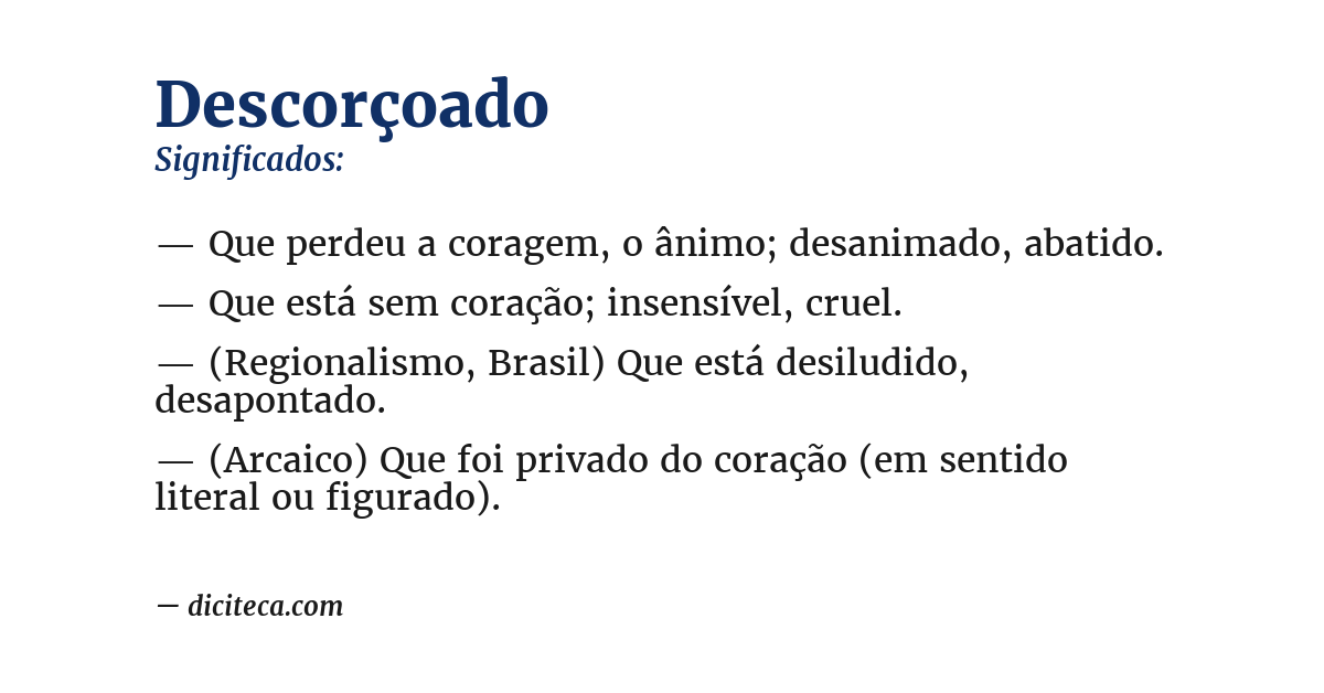 Significado de descorçoado