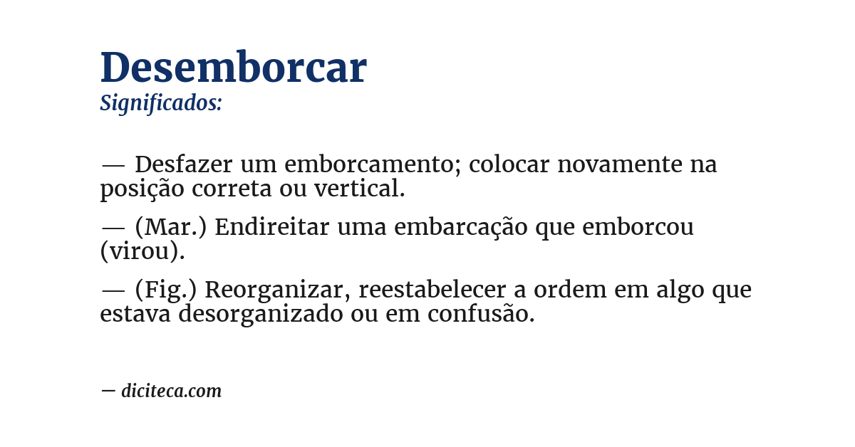 Significado de desemborcar