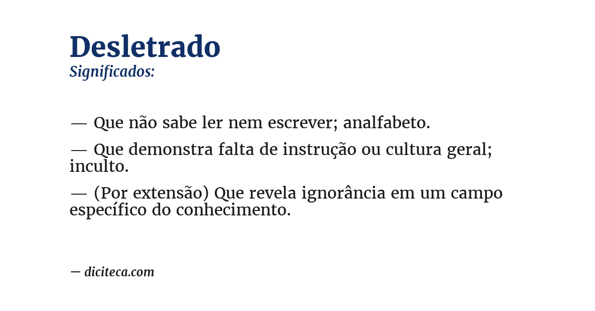 Significado de desletrado