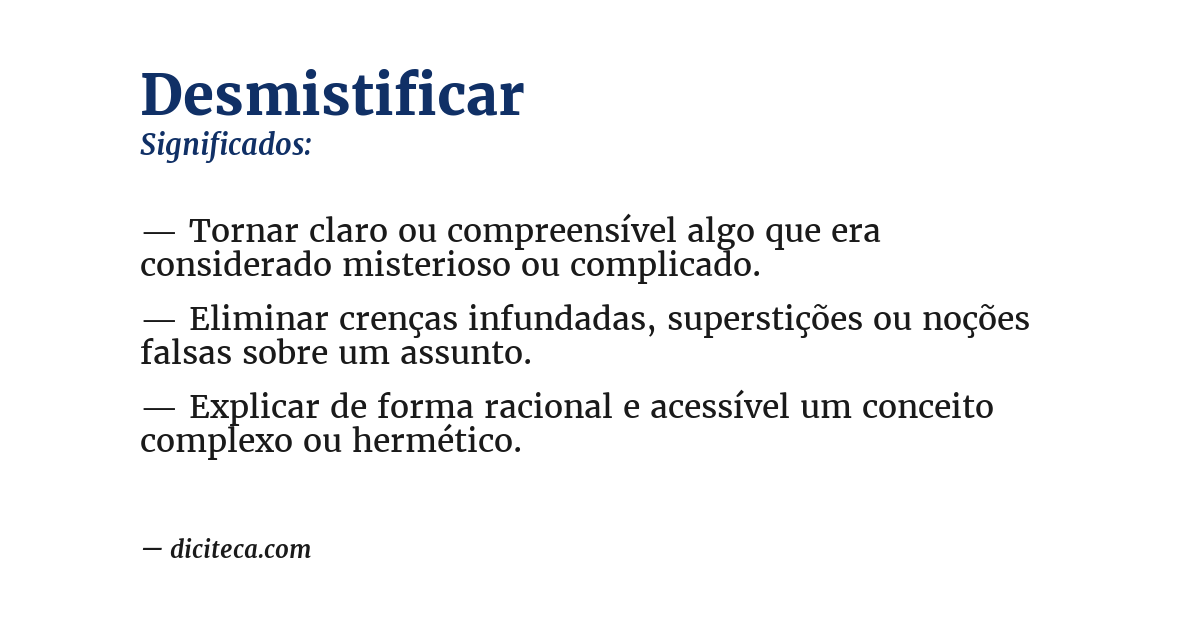 Significado de desmistificar
