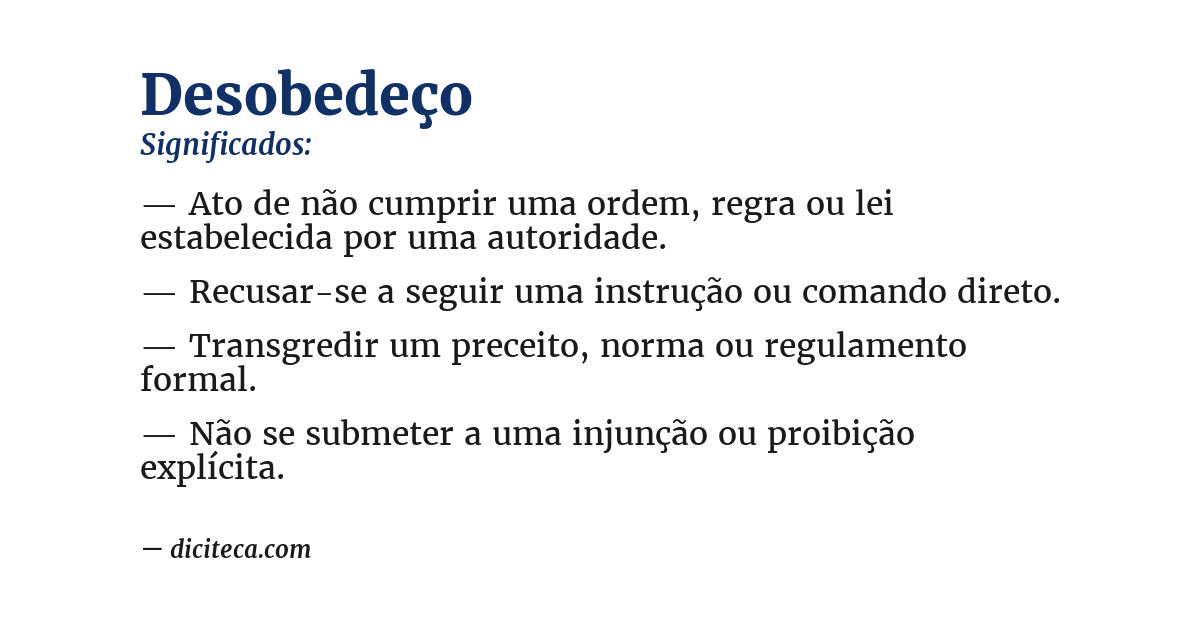 Significado de desobedeço