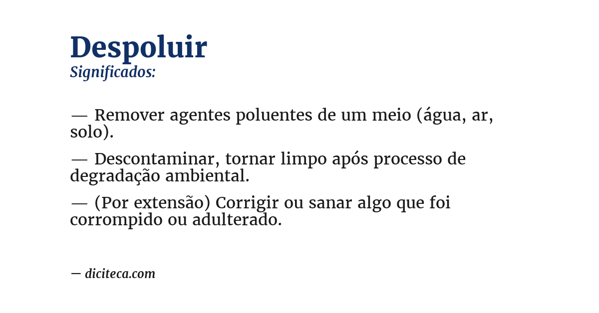 Significado de despoluir