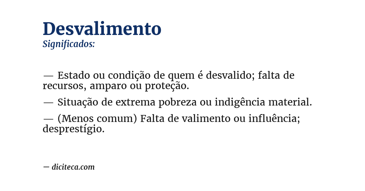 Significado de desvalimento