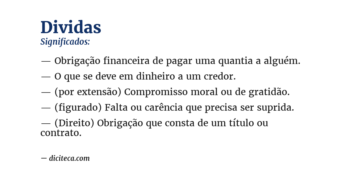 Significado de dividas