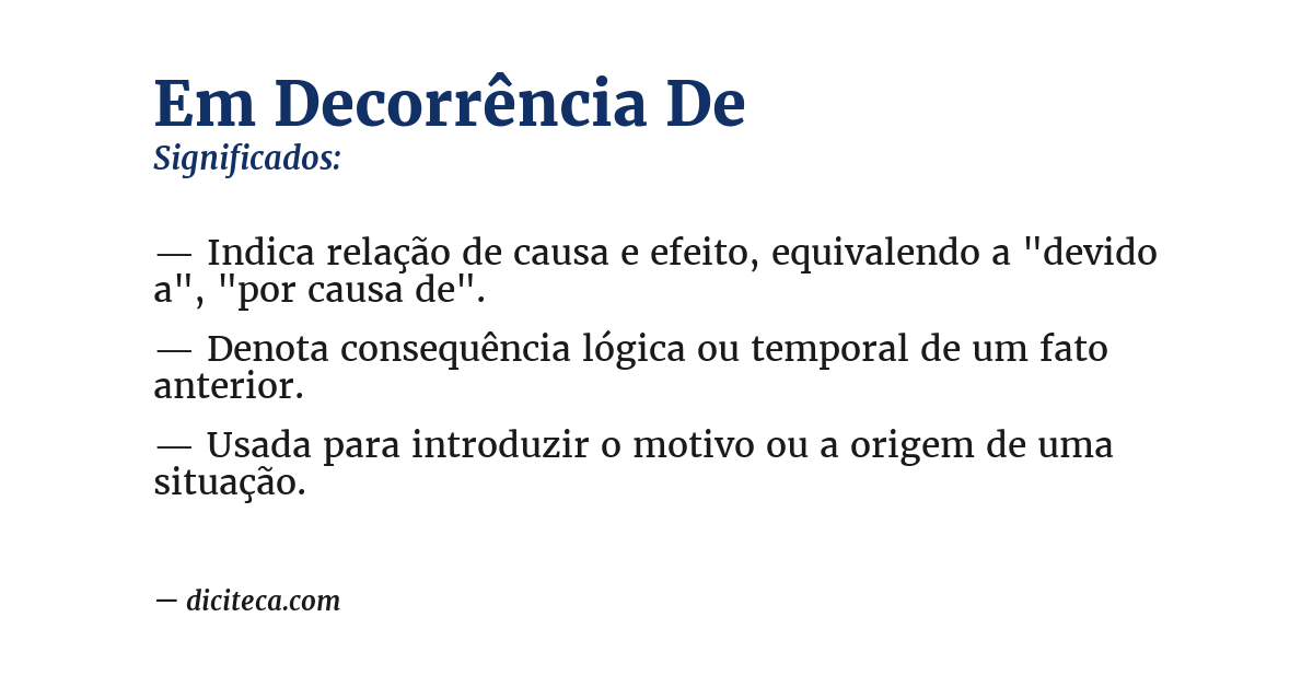 Significado de em decorrência de