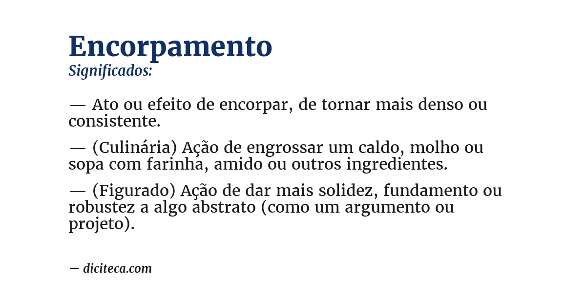 Significado de encorpamento