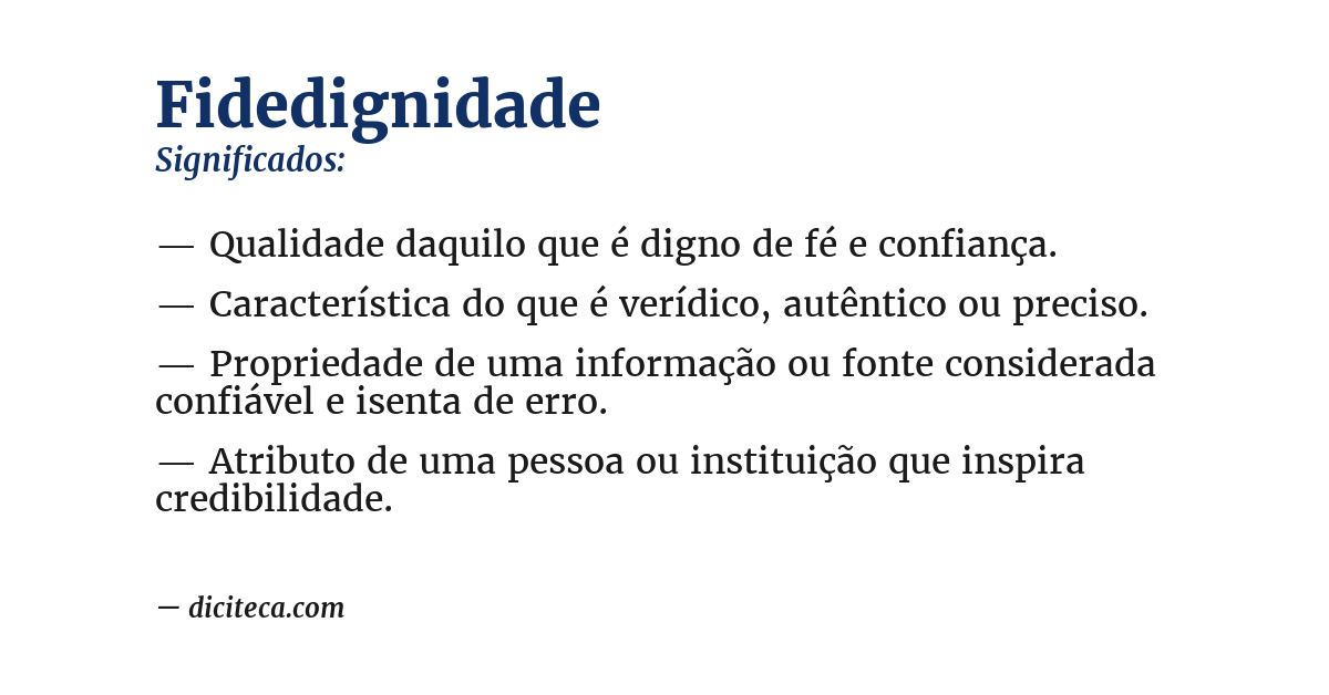 Significado de fidedignidade