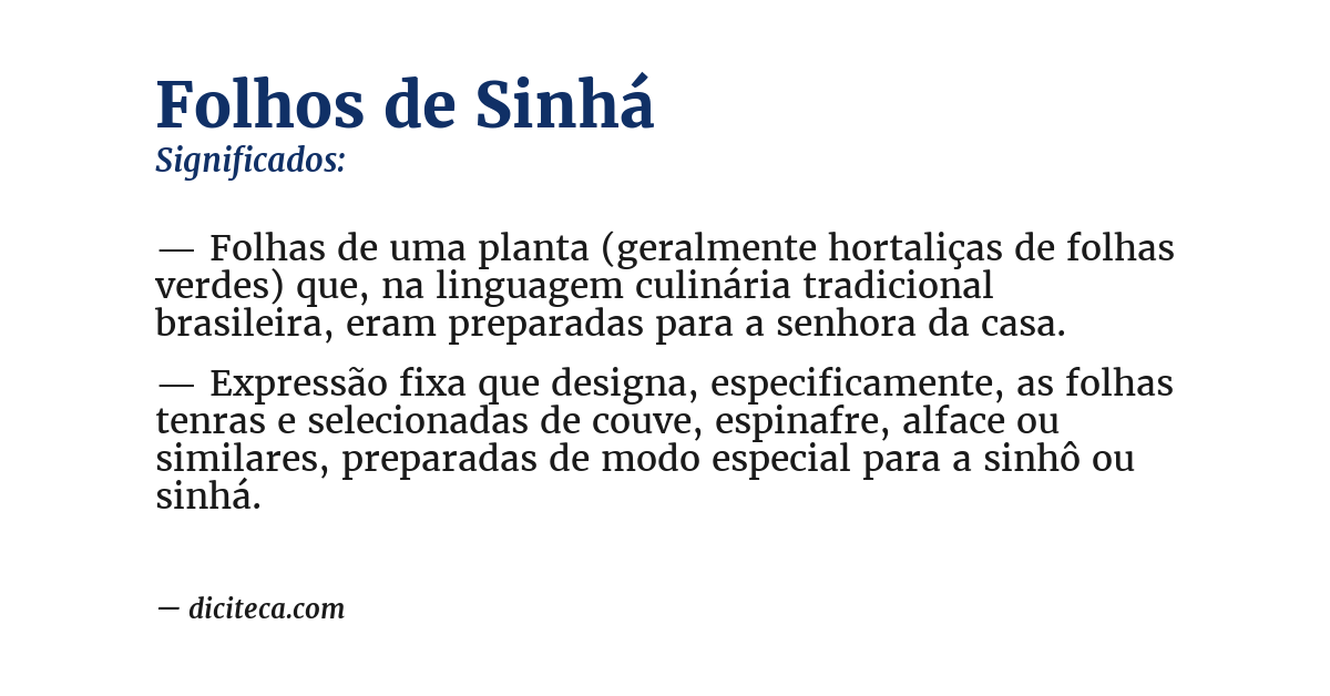 Significado de folhos de sinhá