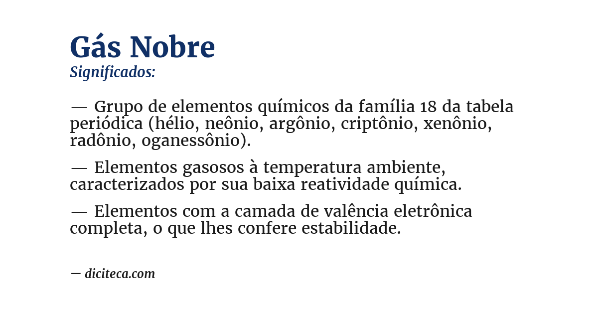 Significado de gás nobre