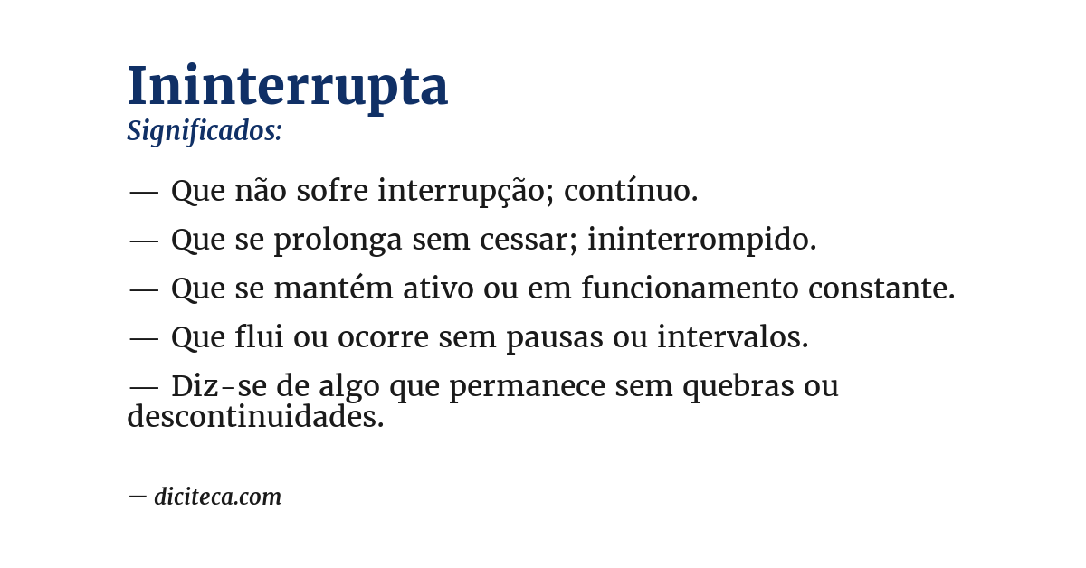 Significado de ininterrupta