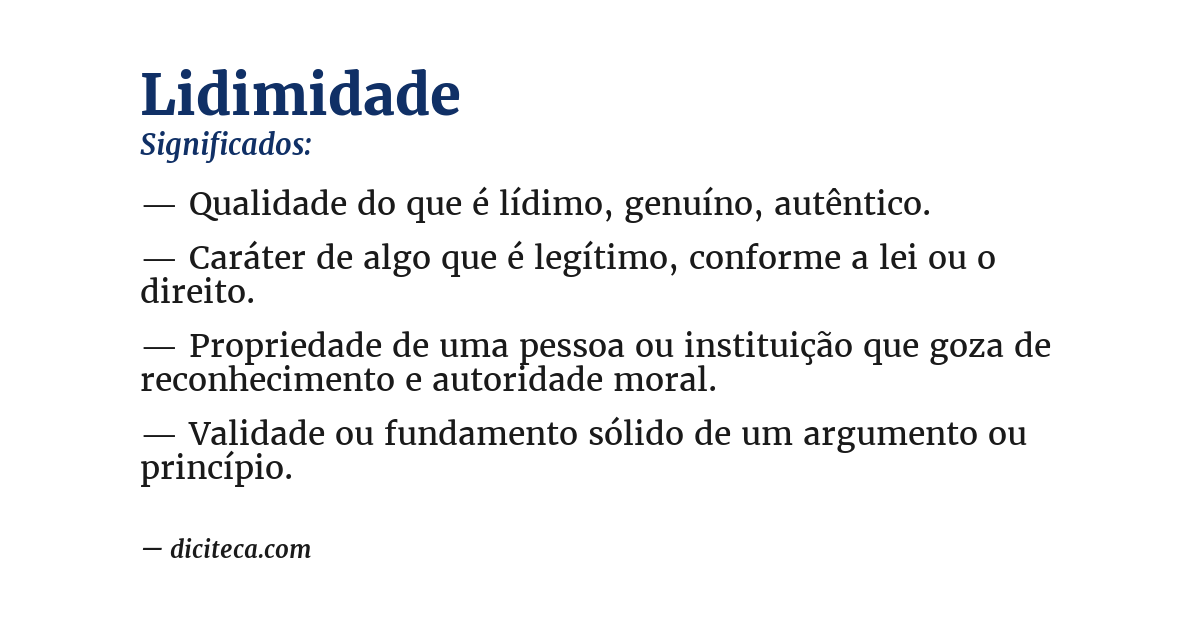 Significado de lidimidade