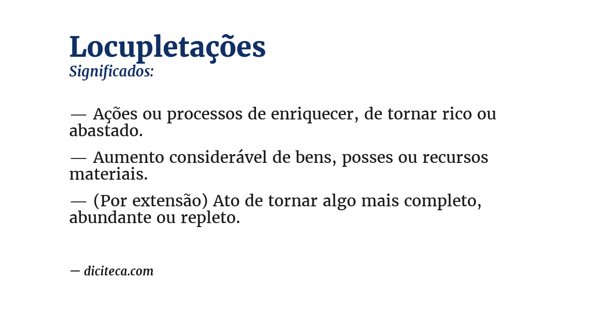 Significado de locupletações