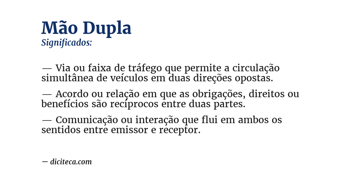 Significado de mão dupla