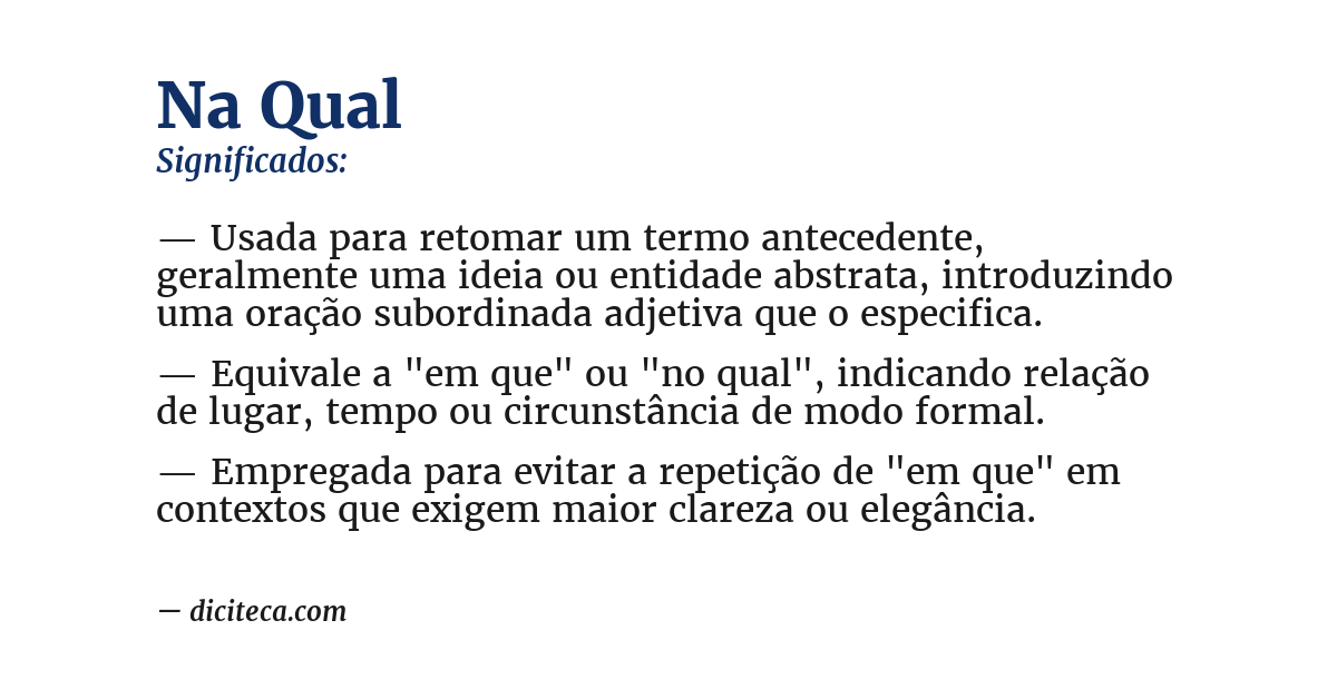 Significado de na qual