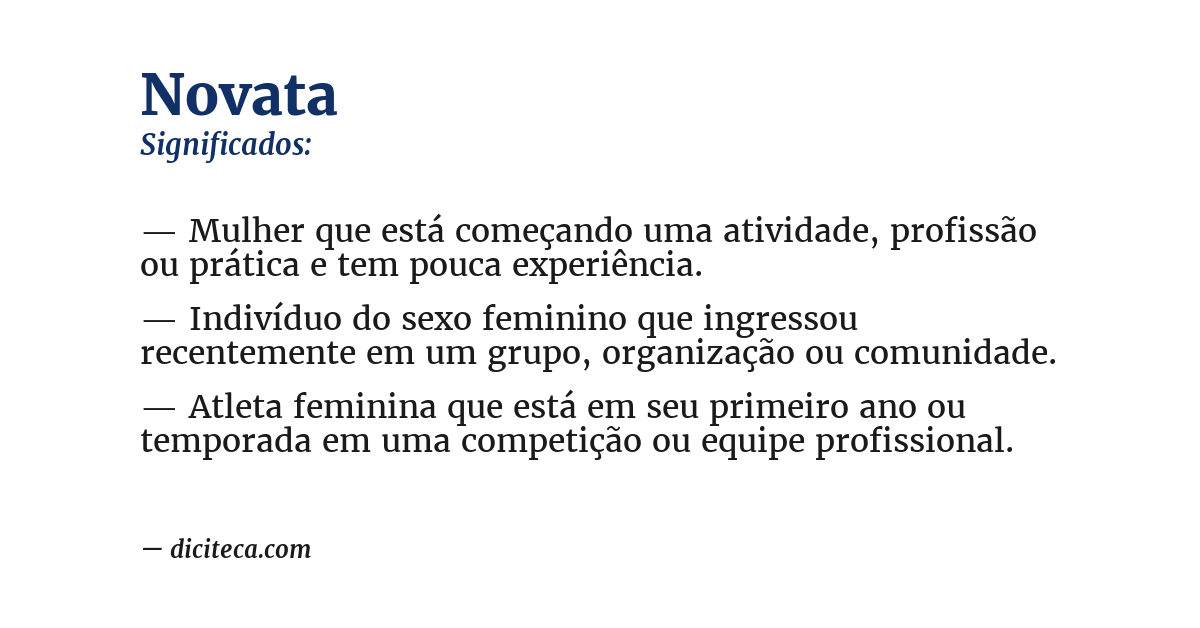 Significado de novata