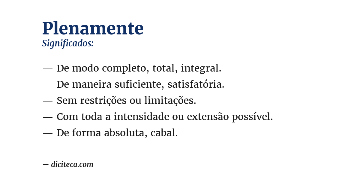 Significado de plenamente