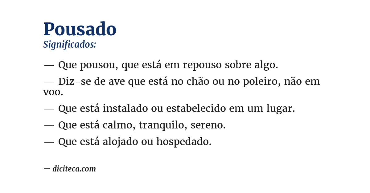 Significado de pousado