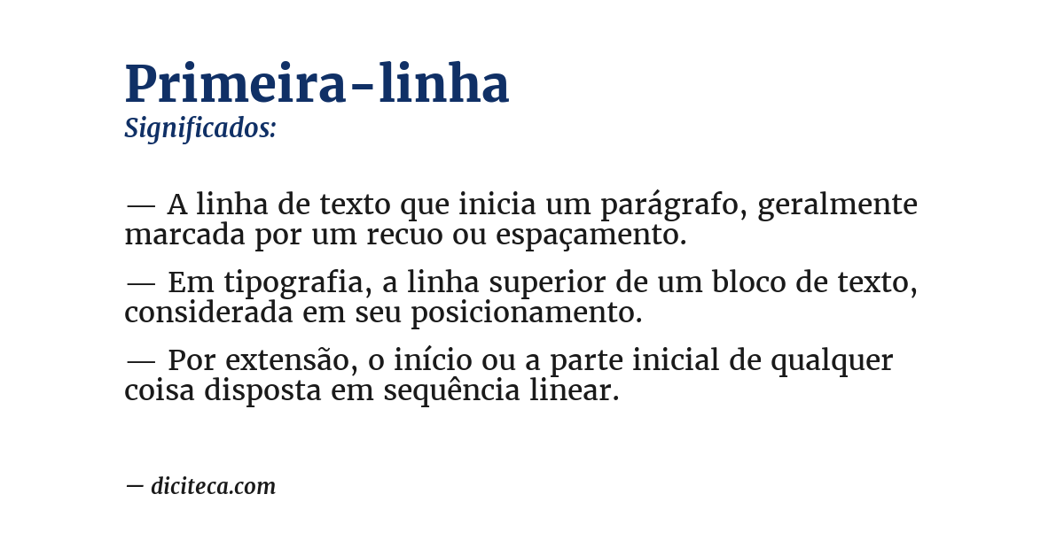 Significado de primeira-linha