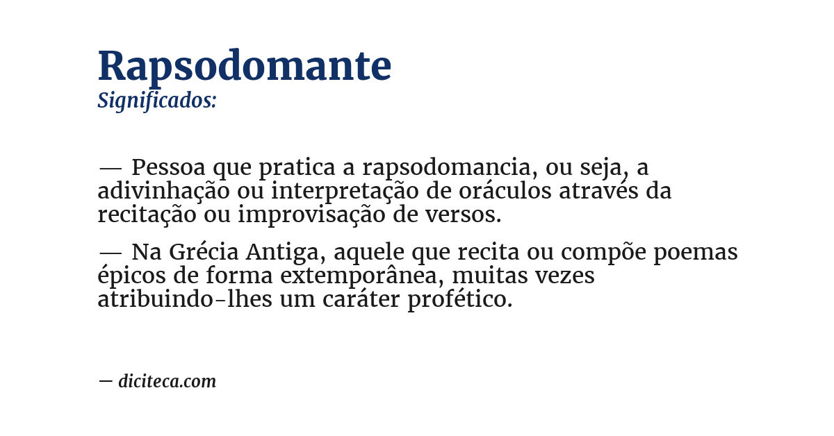 Significado de rapsodomante