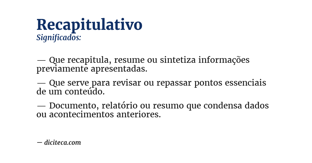 Significado de recapitulativo