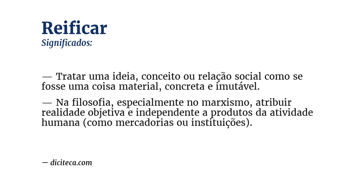 Significado de reificar