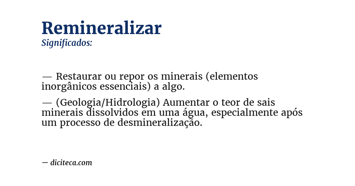Significado de remineralizar