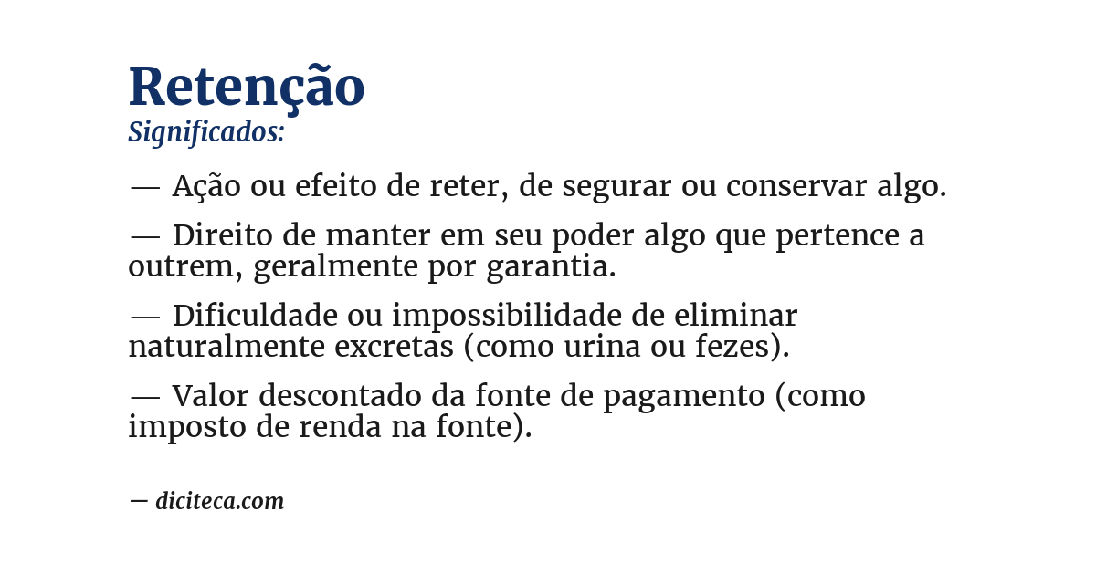 Significado de retenção
