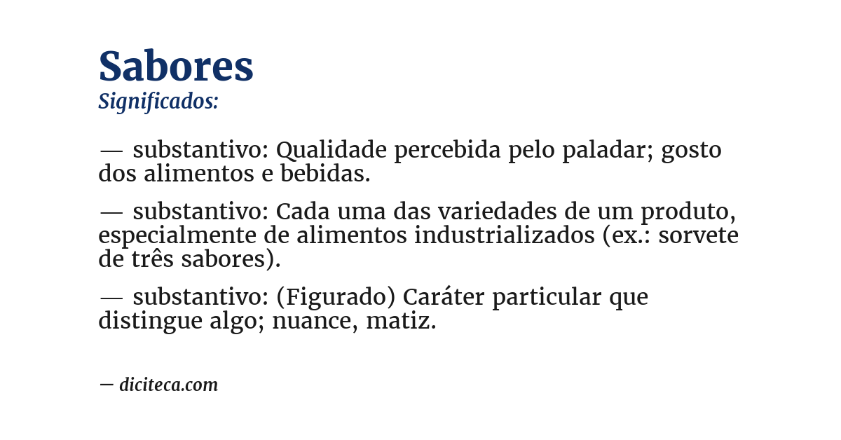 Significado de sabores