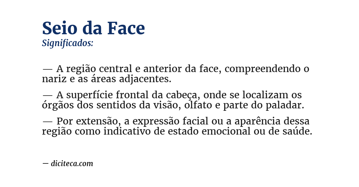 Significado de seio da face