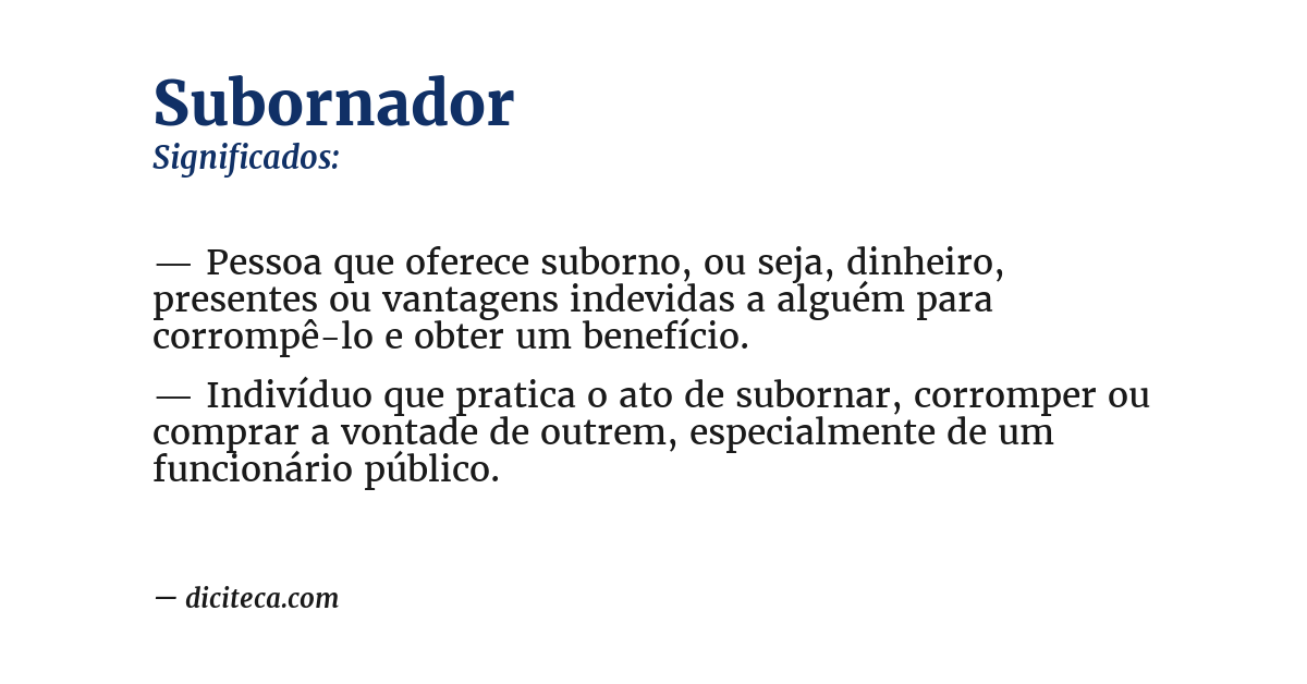 Significado de subornador