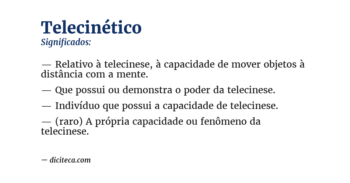 Significado de telecinético