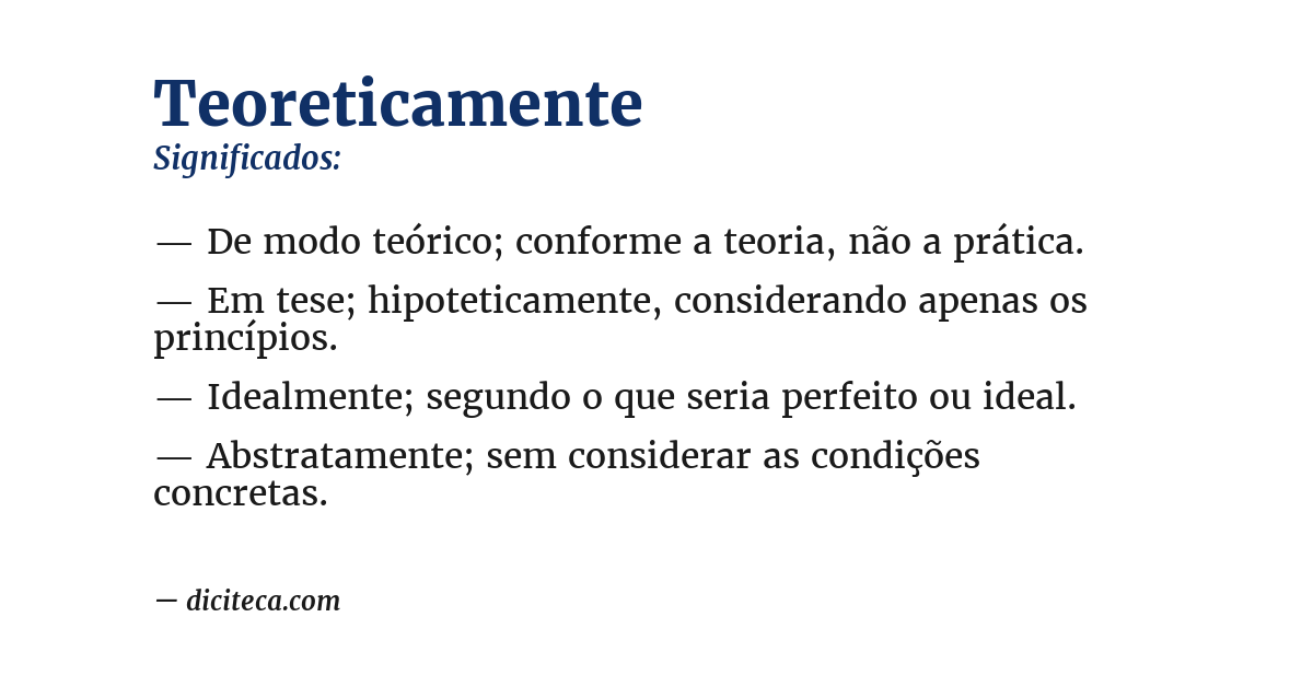 Significado de teoreticamente