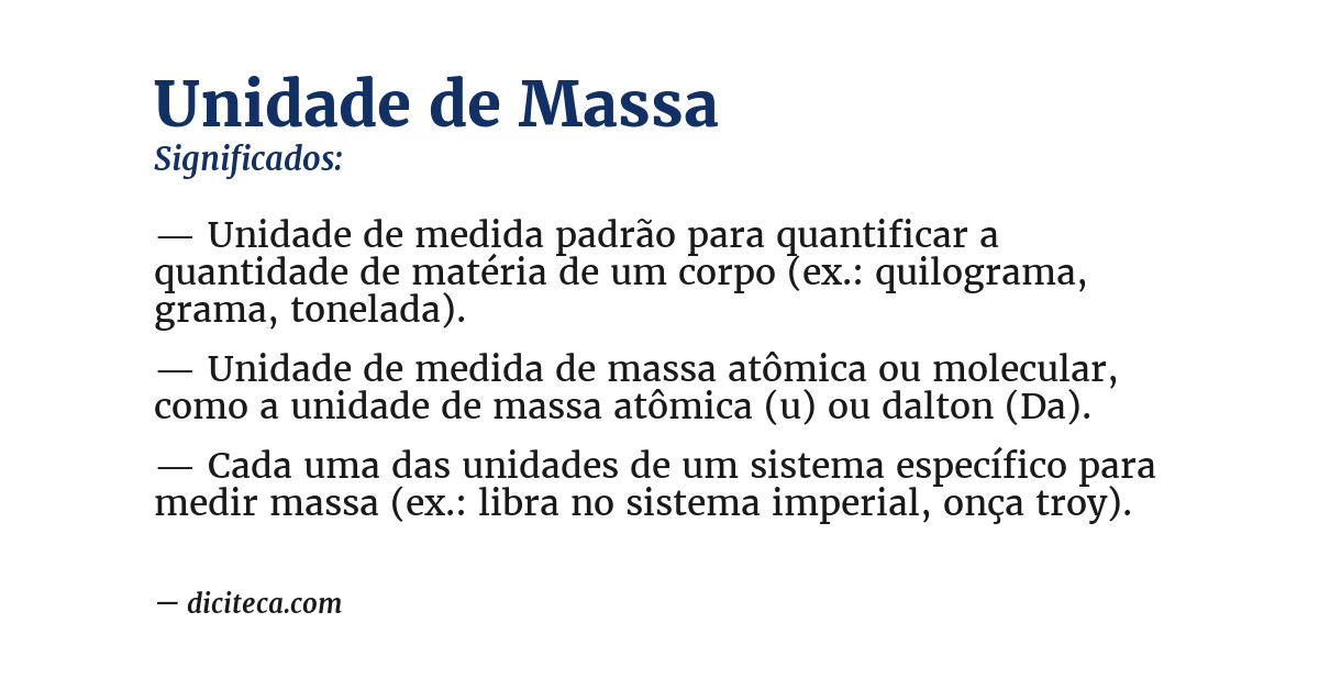 Significado de unidade de massa