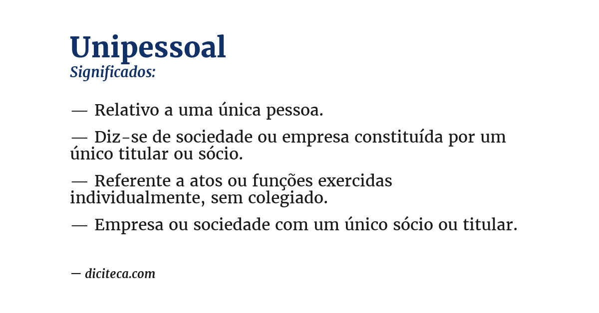 Significado de unipessoal
