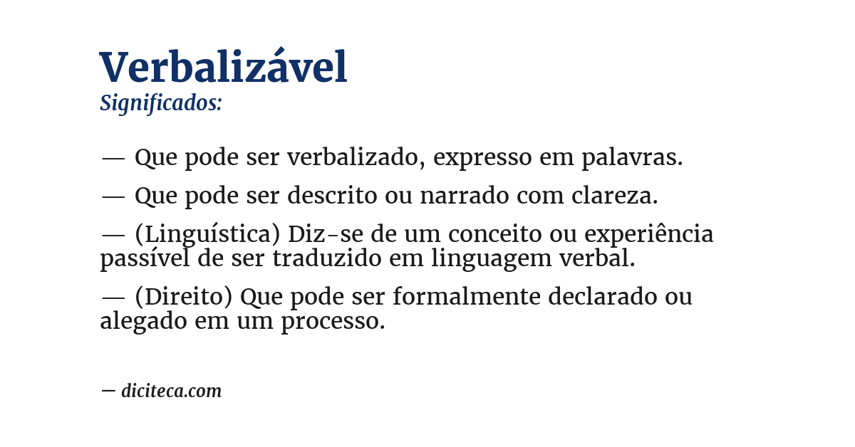 Significado de verbalizável