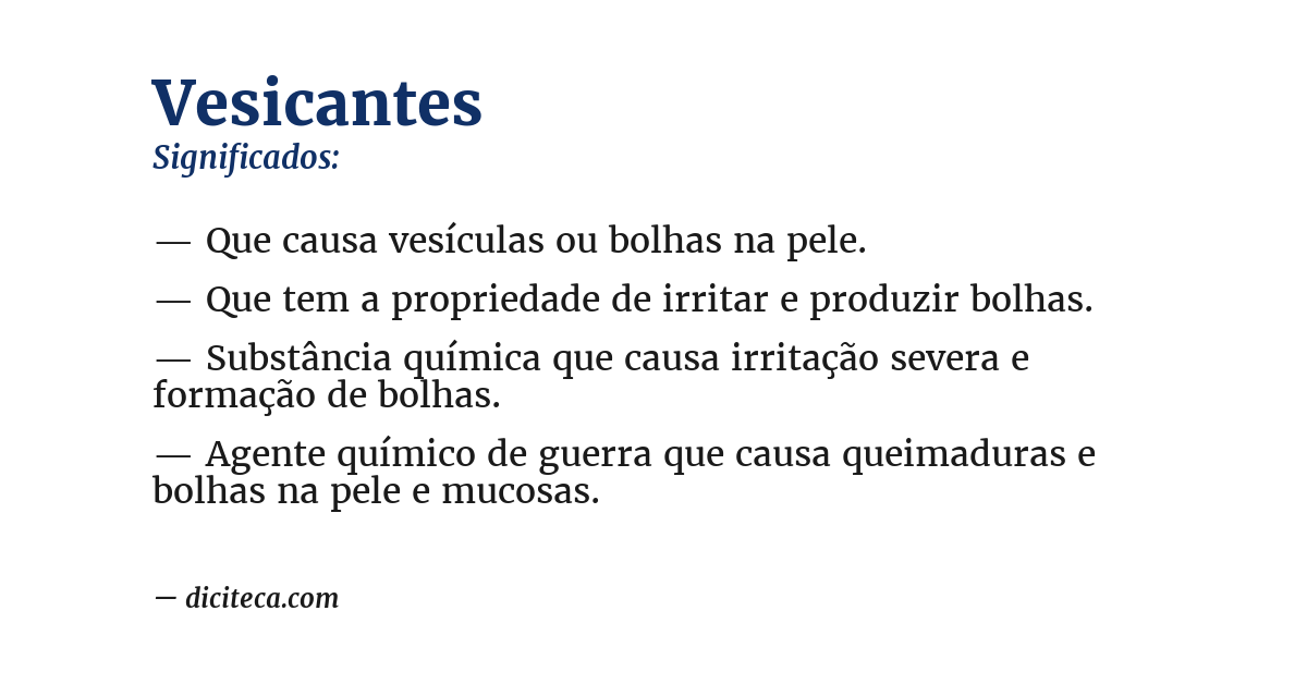 Significado de vesicantes